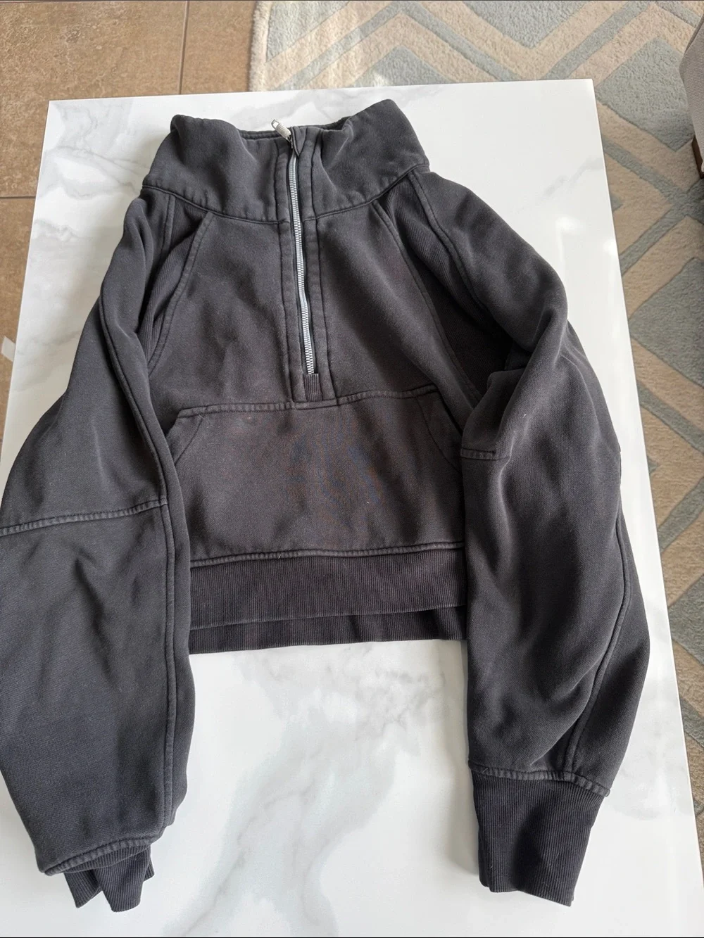 lululemon athletica Charcoal Cropped Half-Zip Pullover